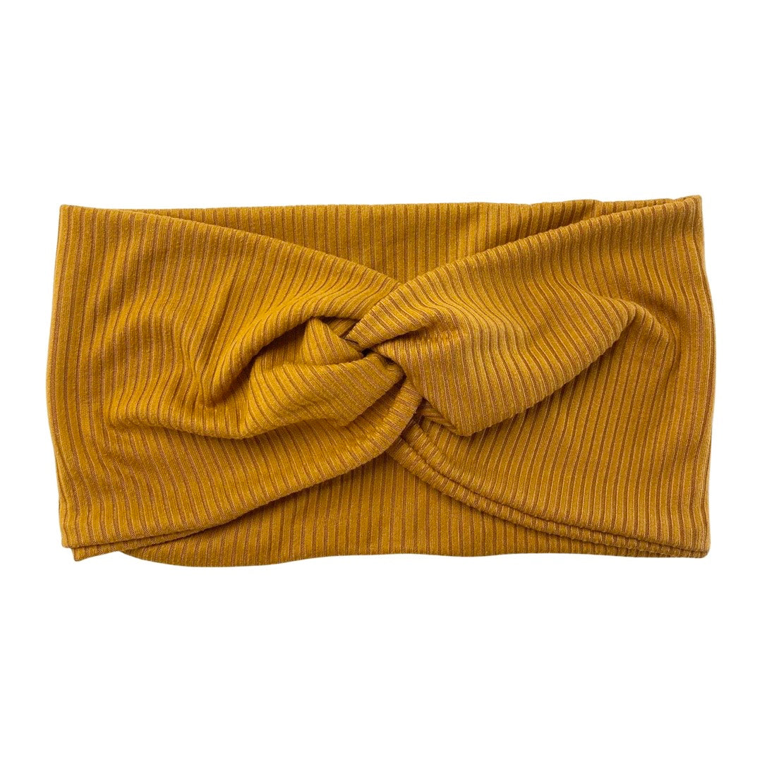 Rustic Mustard Ribbed Turban Headband