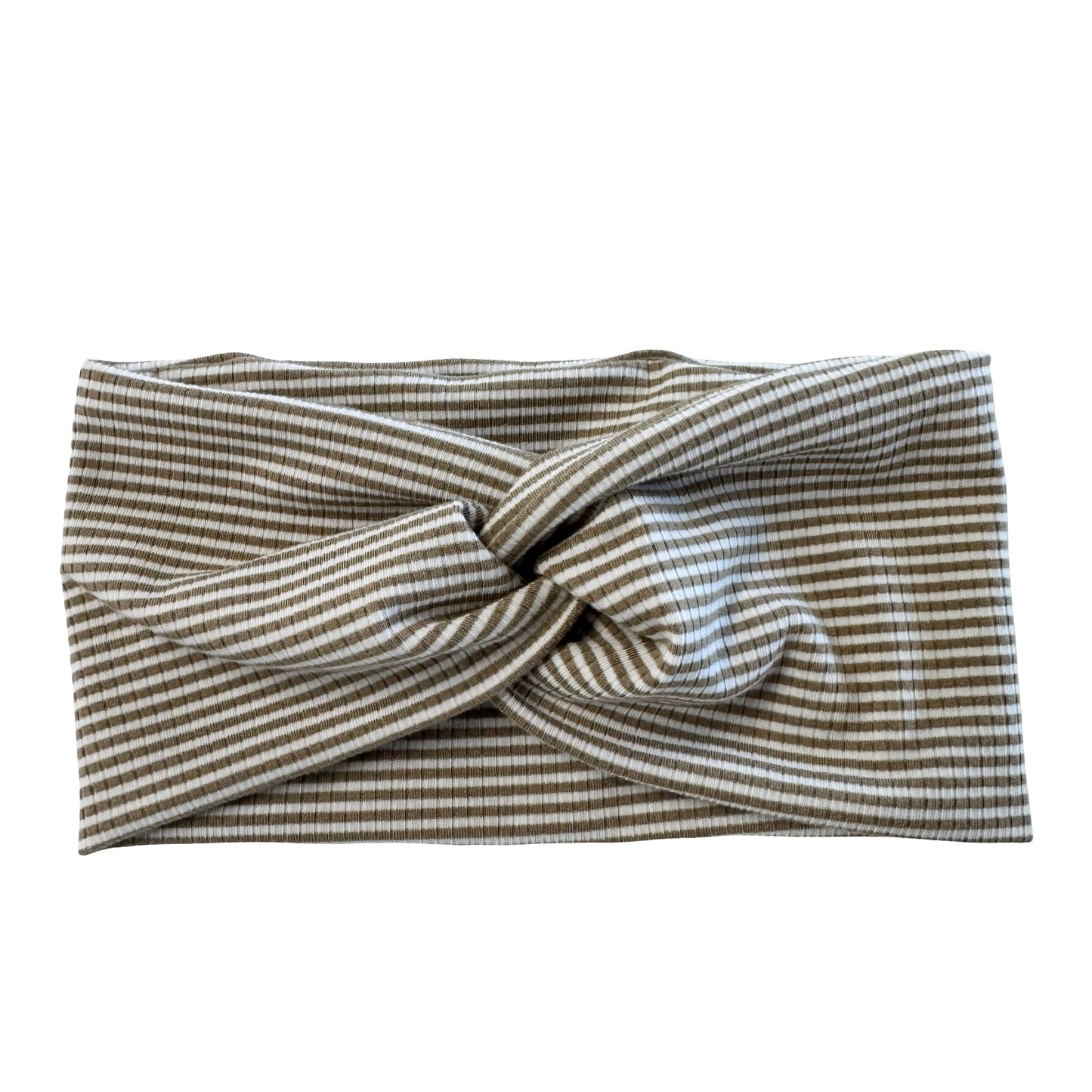 Tan + White Ribbed Turban Headband