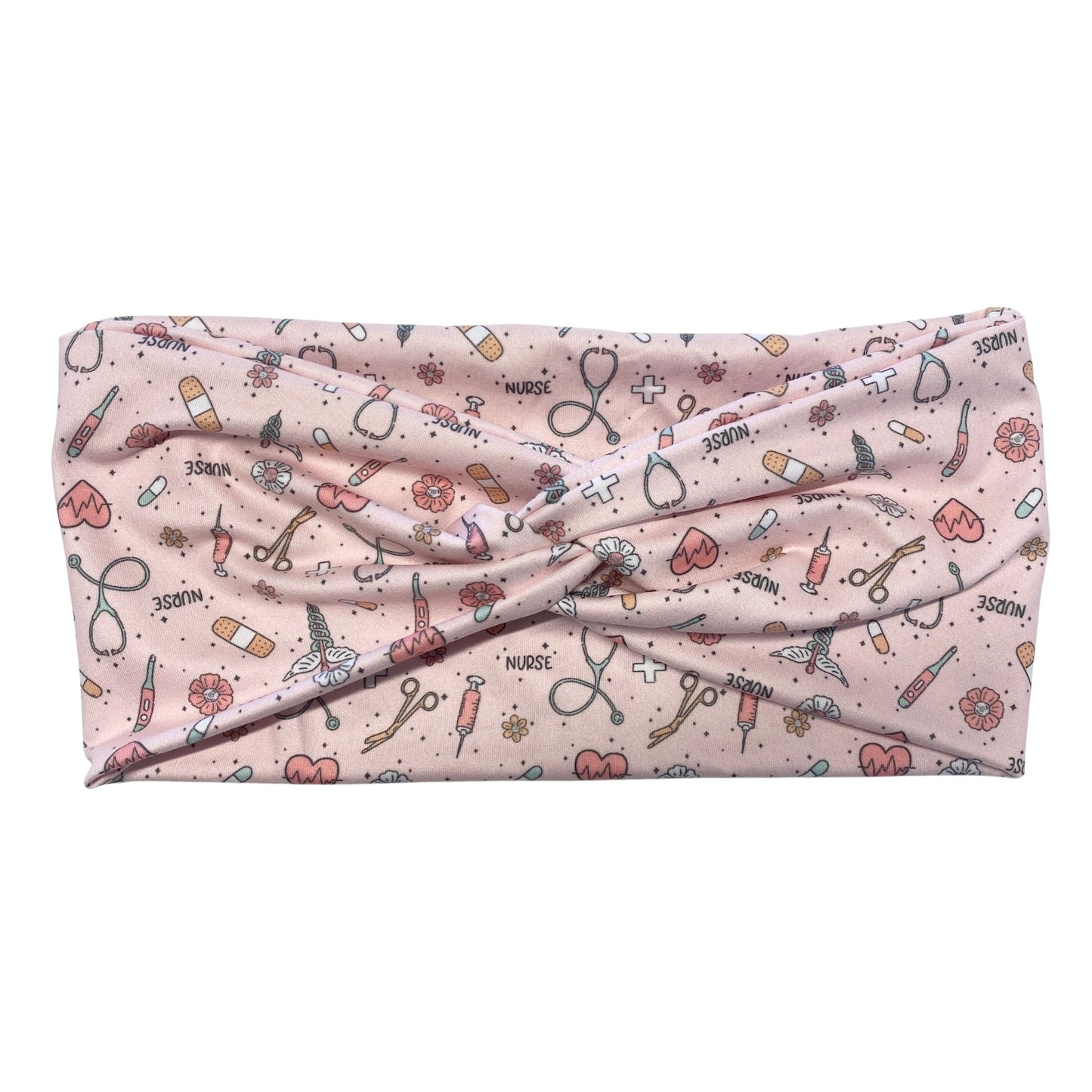 Nurses Love Pink Turban Headband