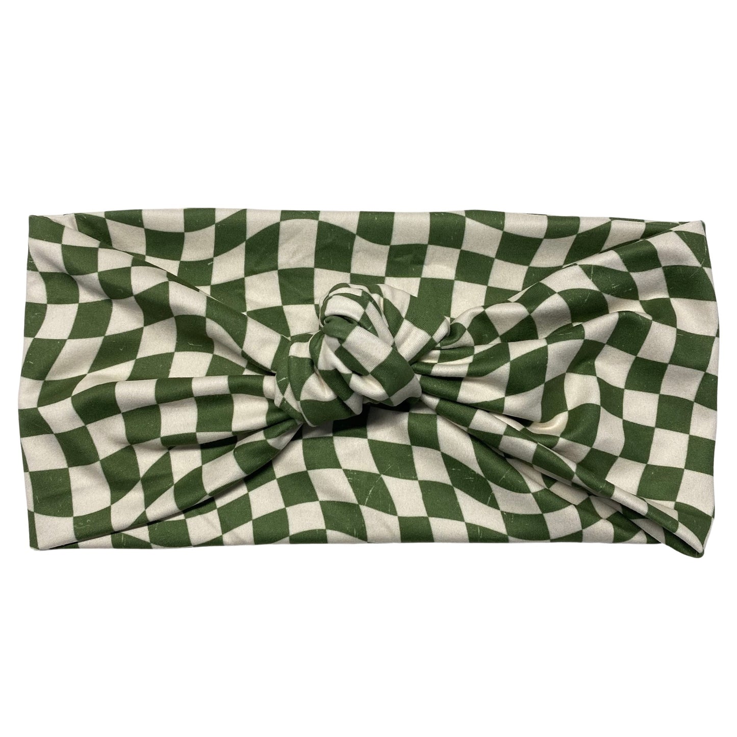 Green Checkered Knot Headband