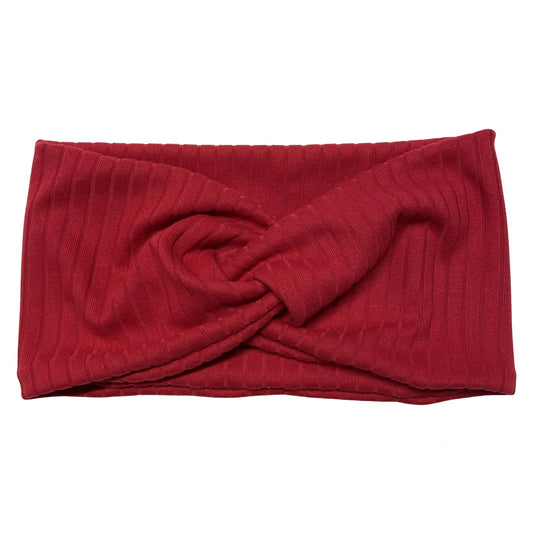 Red Ribbed Turban Headband