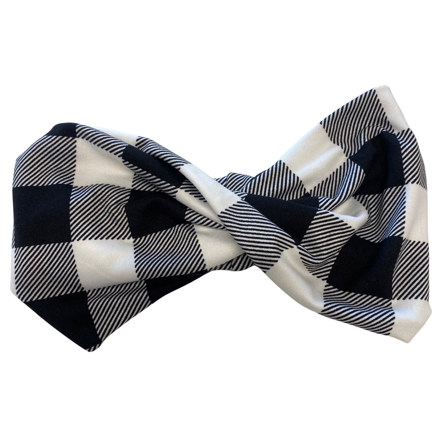 Black + White Buffalo Plaid Twist Headband