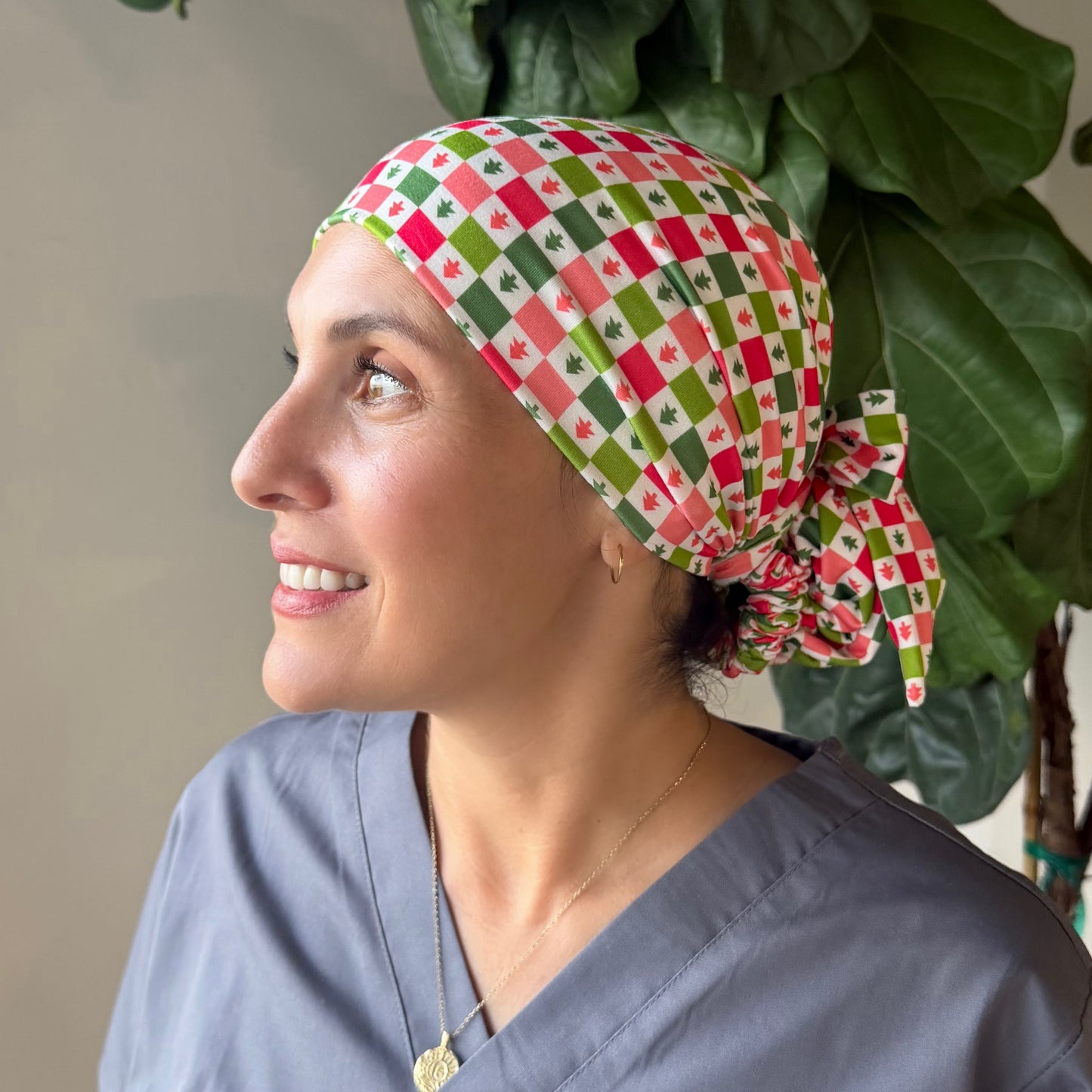 Christmas Checkered Scrub Cap