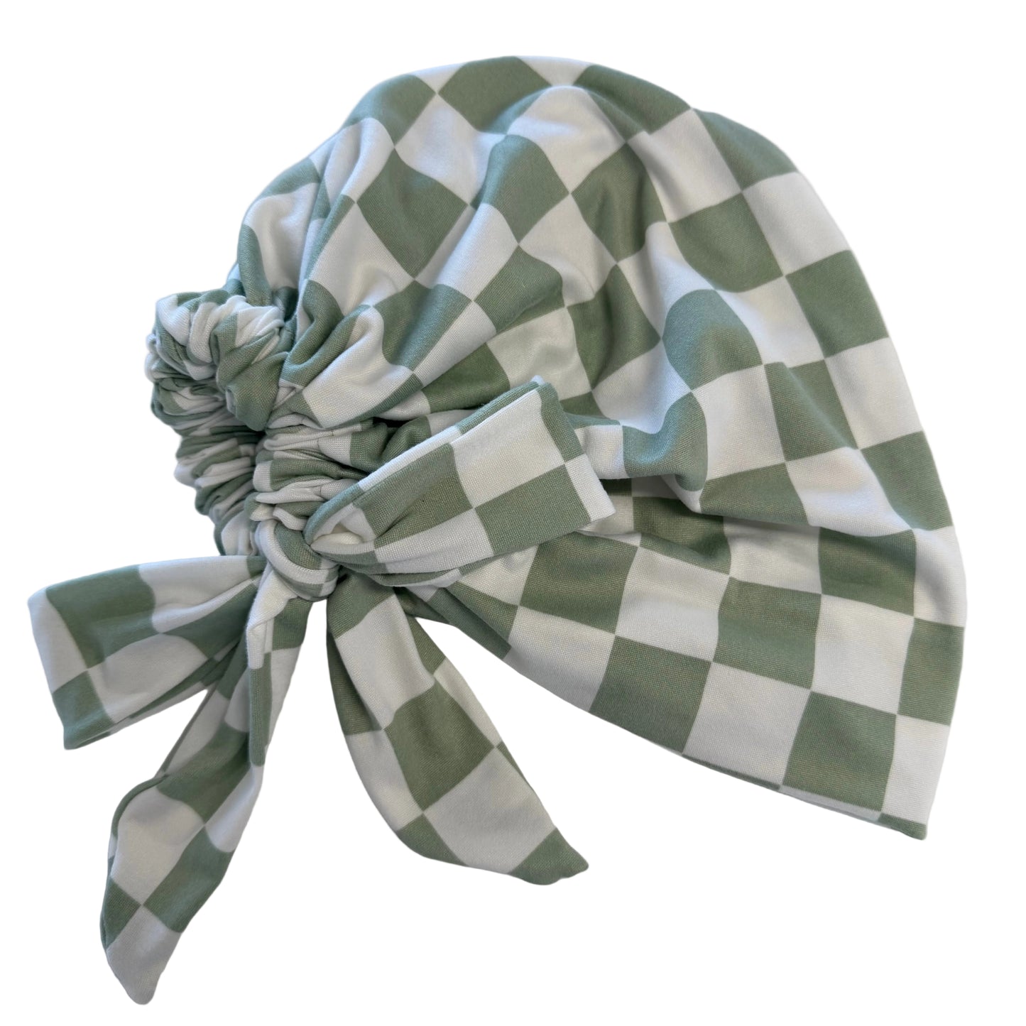 Mint Checkered Modern Scrub Cap