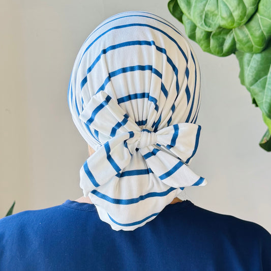 Navy Stripe Scrub Cap