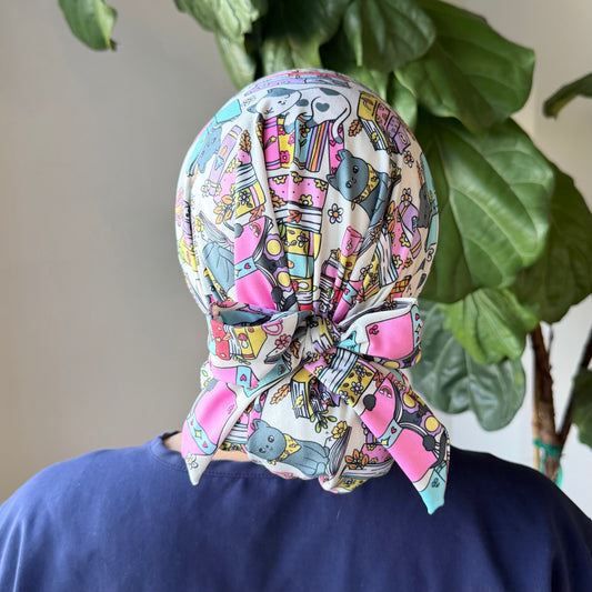 The Purrfect Book Scrub Cap
