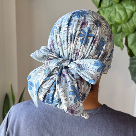 Blue Blooms Modern Scrub Cap