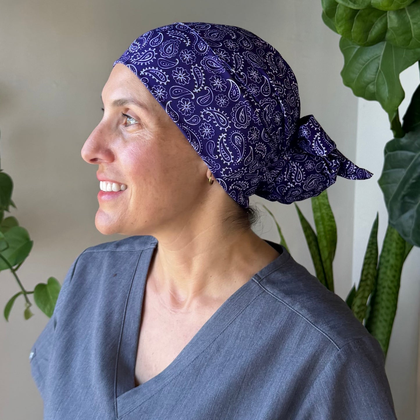 Blue Paisley Modern Scrub Cap
