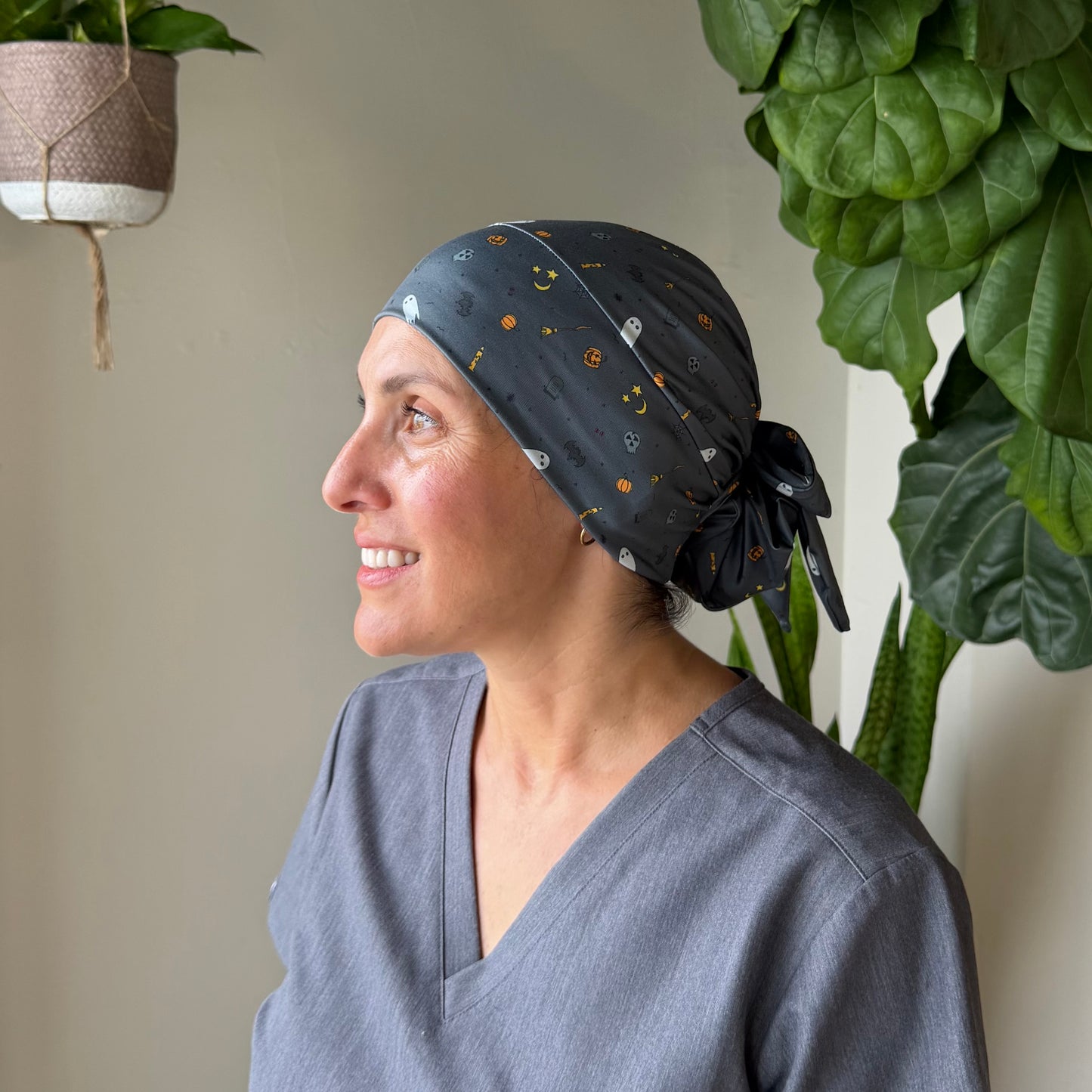 Ghostly Ghoul Modern Scrub Cap