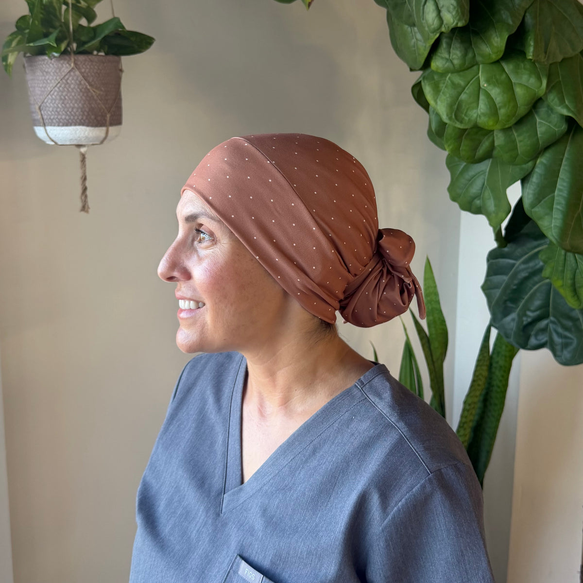 Dusty Rust Dot Modern Scrub Cap