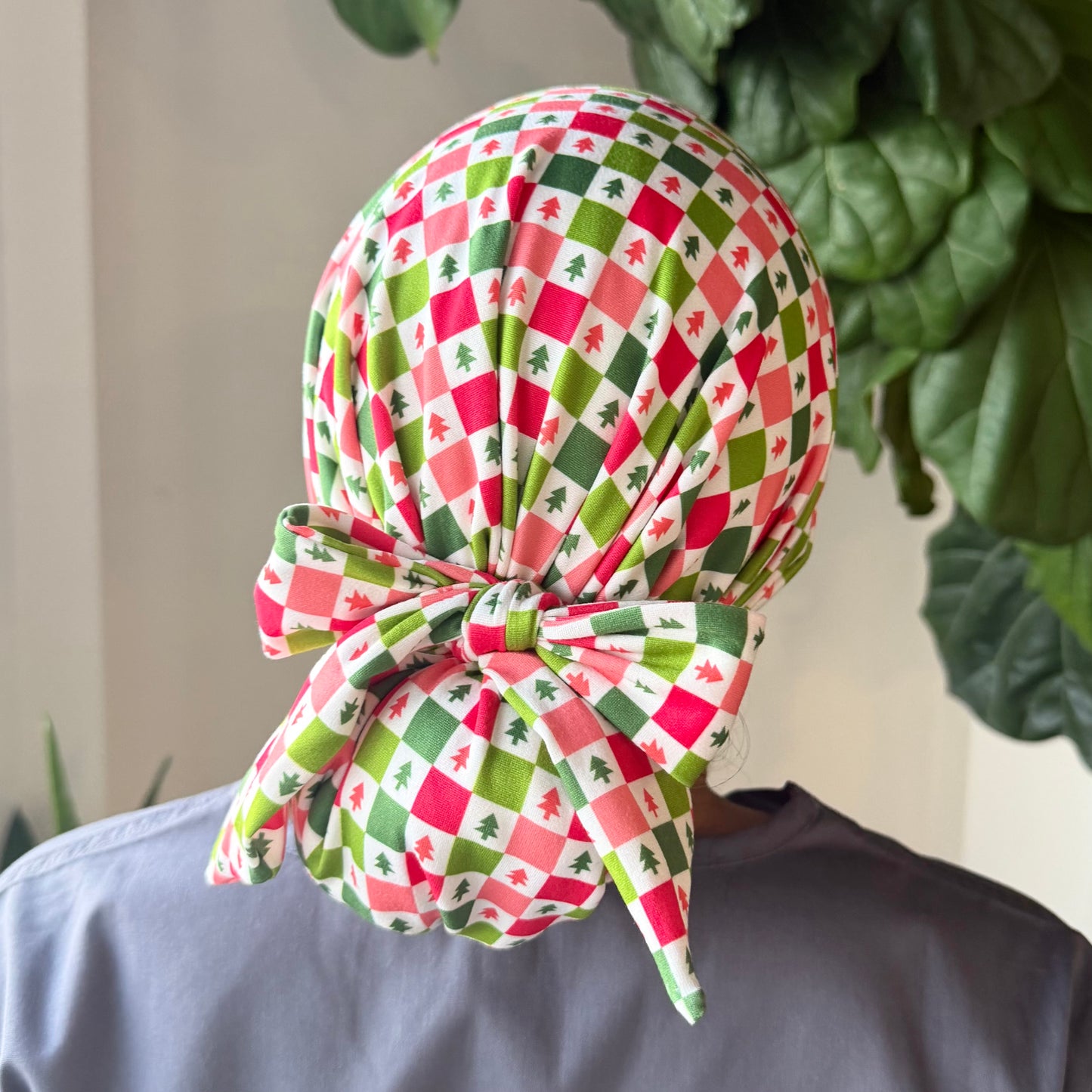 Christmas Checkered Scrub Cap