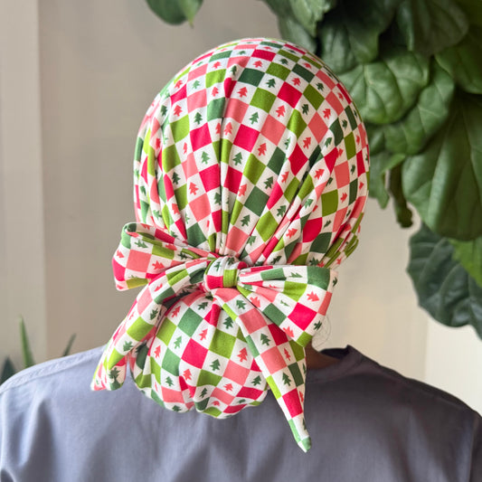 Christmas Checkered Scrub Cap