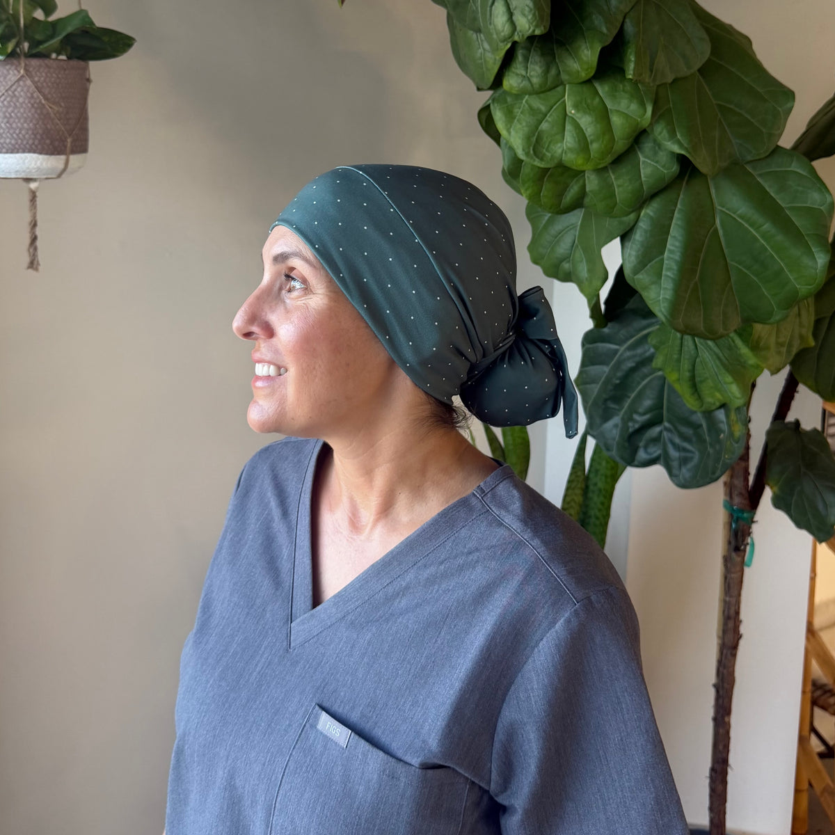 Evergreen Dot Modern Scrub Cap