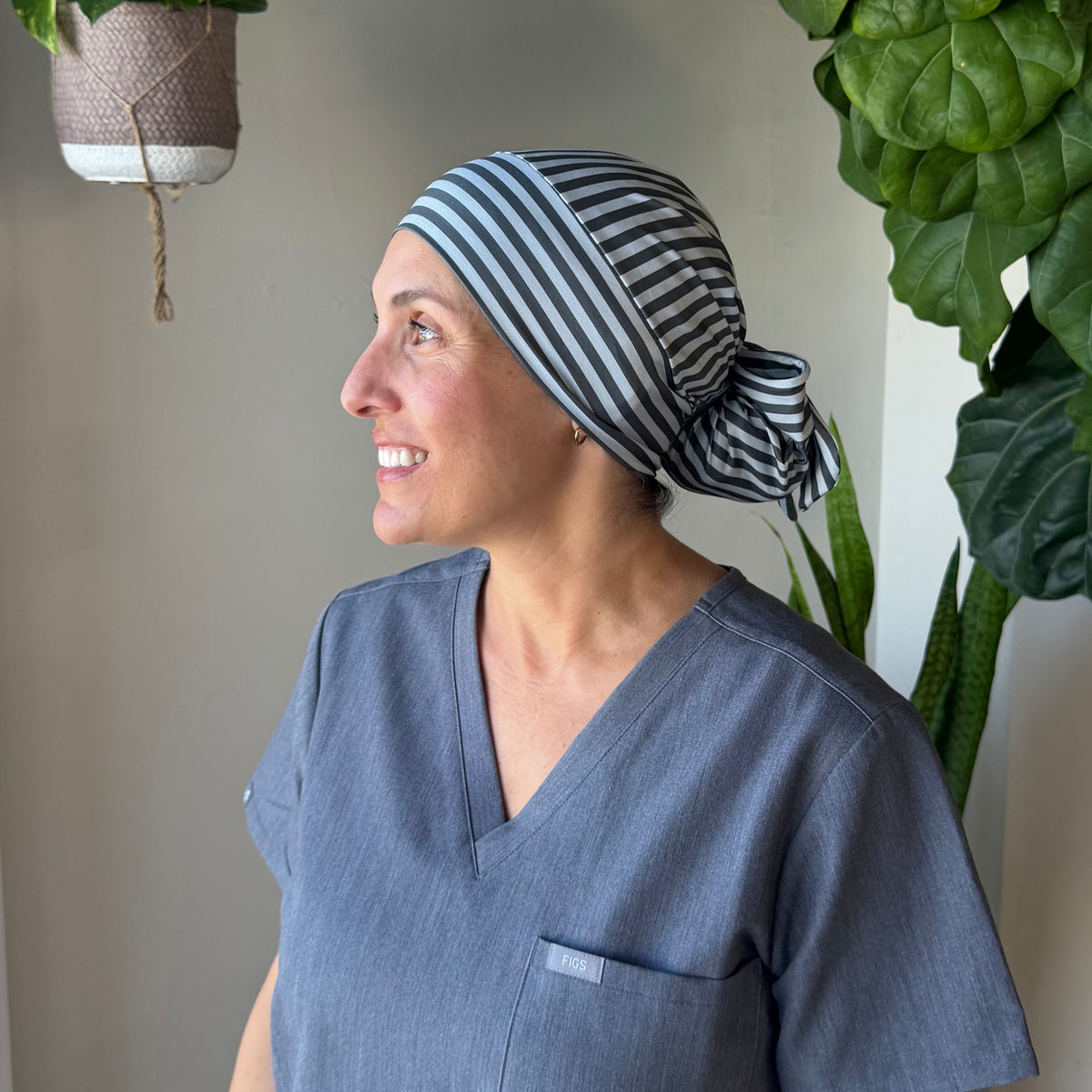 Grey + Black Modern Scrub Cap