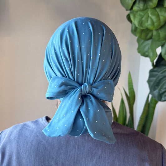 Denim Blue Dot Modern Scrub Cap