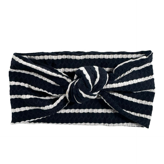 Navy + White Textured Knot Headband