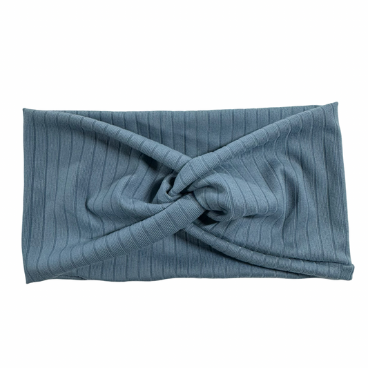 Ribbed Blue Turban Headband