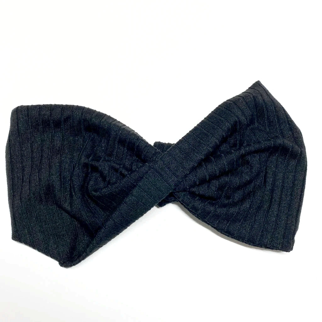 Black Ribbed Twist Headband